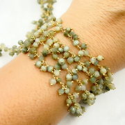 Cats Eye Cluster Dangle Gold Plated Wire Chain.